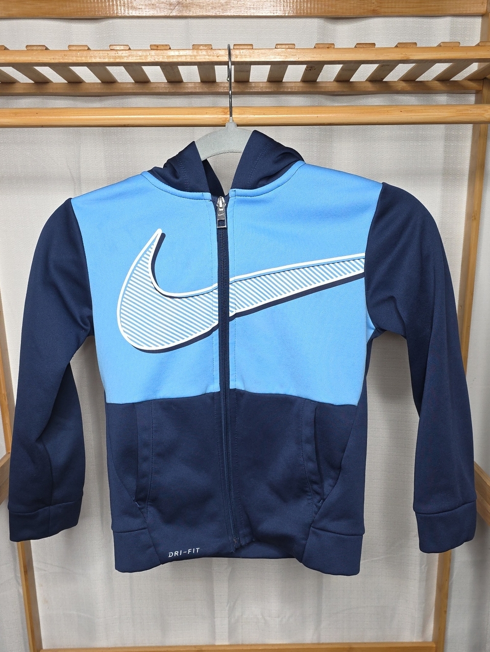 Nike Kids Blue and Navy Dri-FIT Zip Hoodie